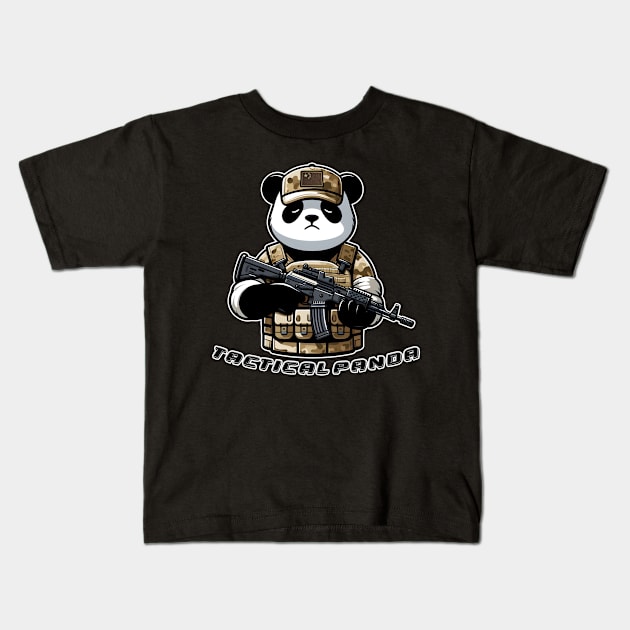 Tactical Panda Kids T-Shirt by Rawlifegraphic